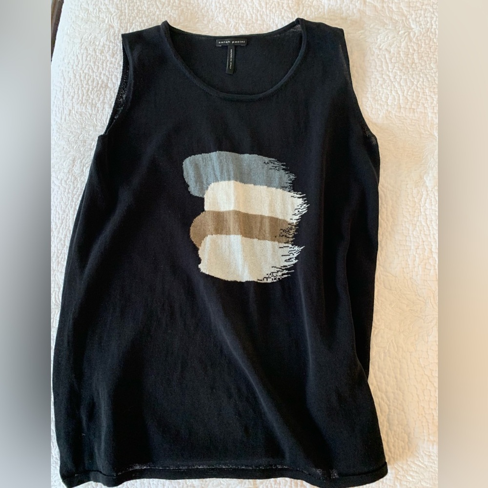 Sarah Pacini Black Knit Tank Top